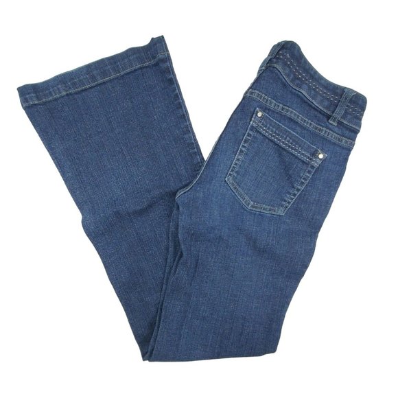 White House Black Market Denim - WHBM Womens Jeans sz 2R Blanc Trouser Leg mid rise med/dark wash